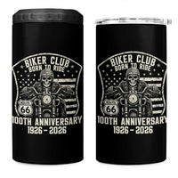 Vintage Biker Club Born To Ride 4 in 1 Can Cooler Tumbler 100th Anniversary Mother Road