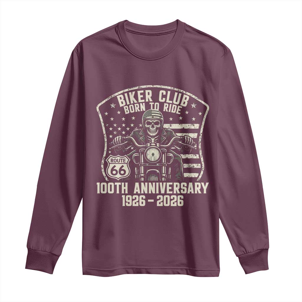 Vintage Biker Club Born To Ride Long Sleeve Shirt 100th Anniversary Mother Road