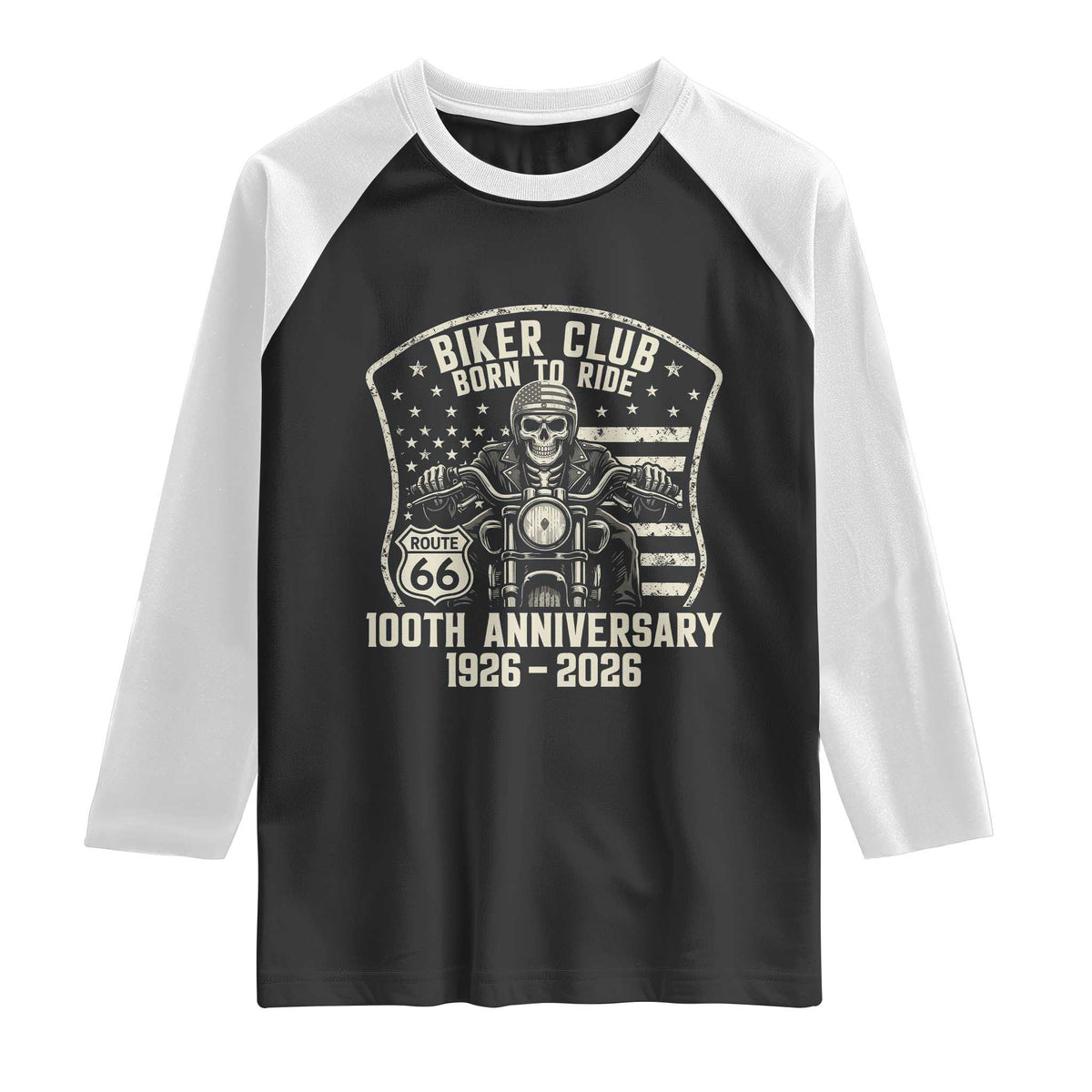 Vintage Biker Club Born To Ride Raglan Shirt 100th Anniversary Mother Road