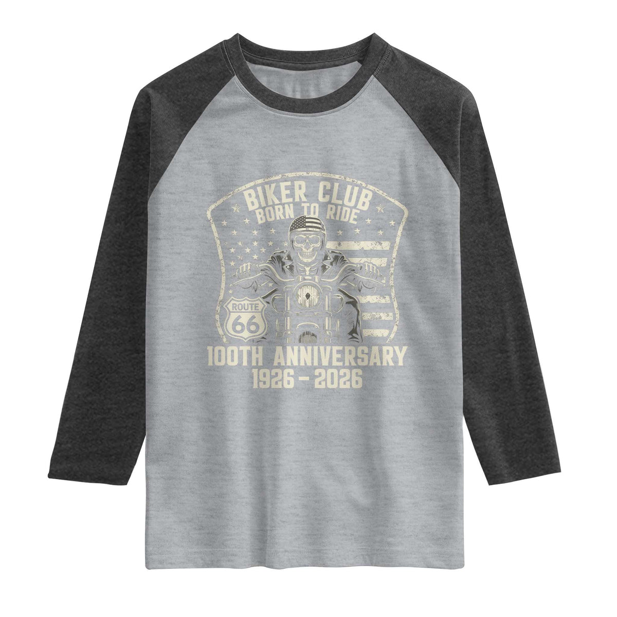 Vintage Biker Club Born To Ride Raglan Shirt 100th Anniversary Mother Road