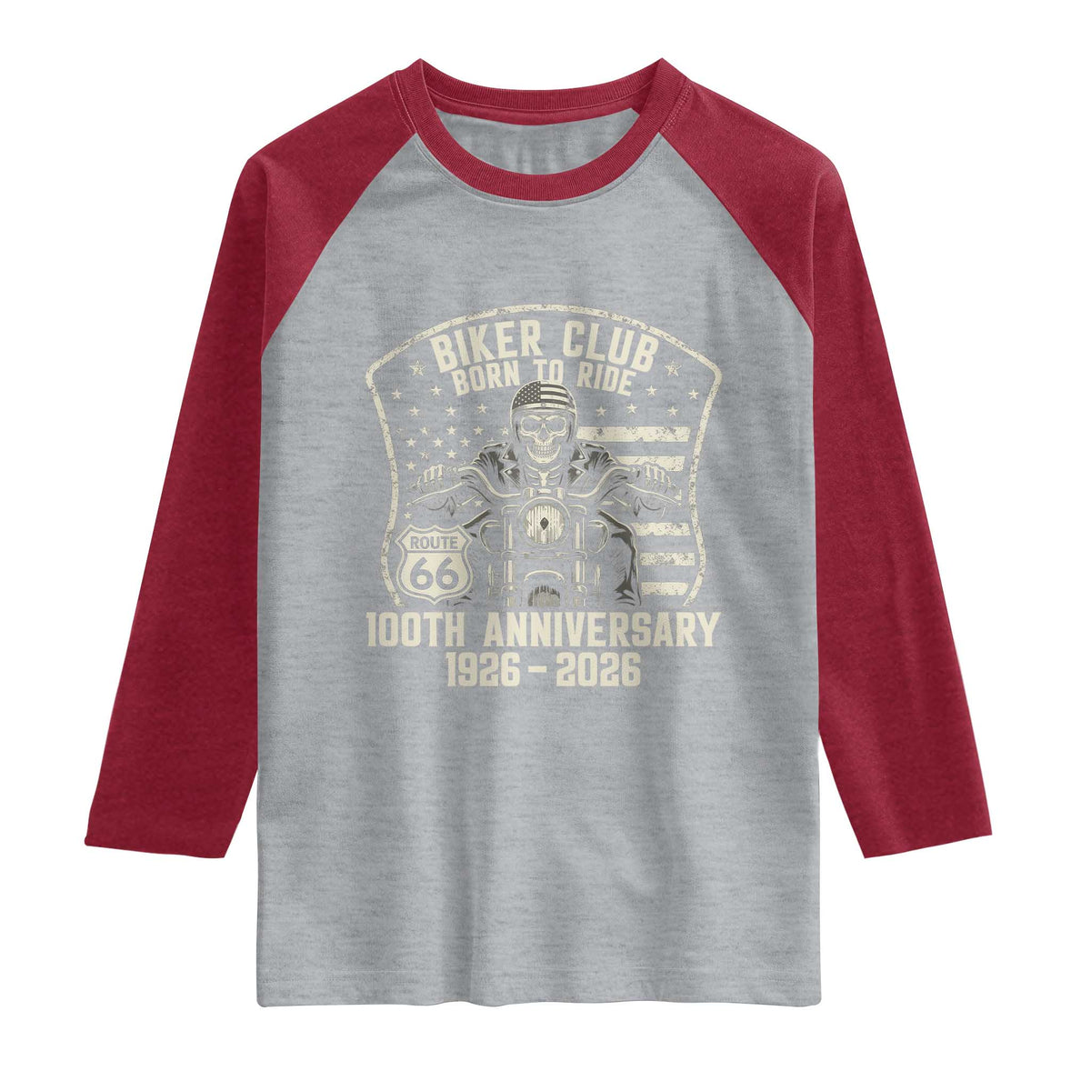 Vintage Biker Club Born To Ride Raglan Shirt 100th Anniversary Mother Road
