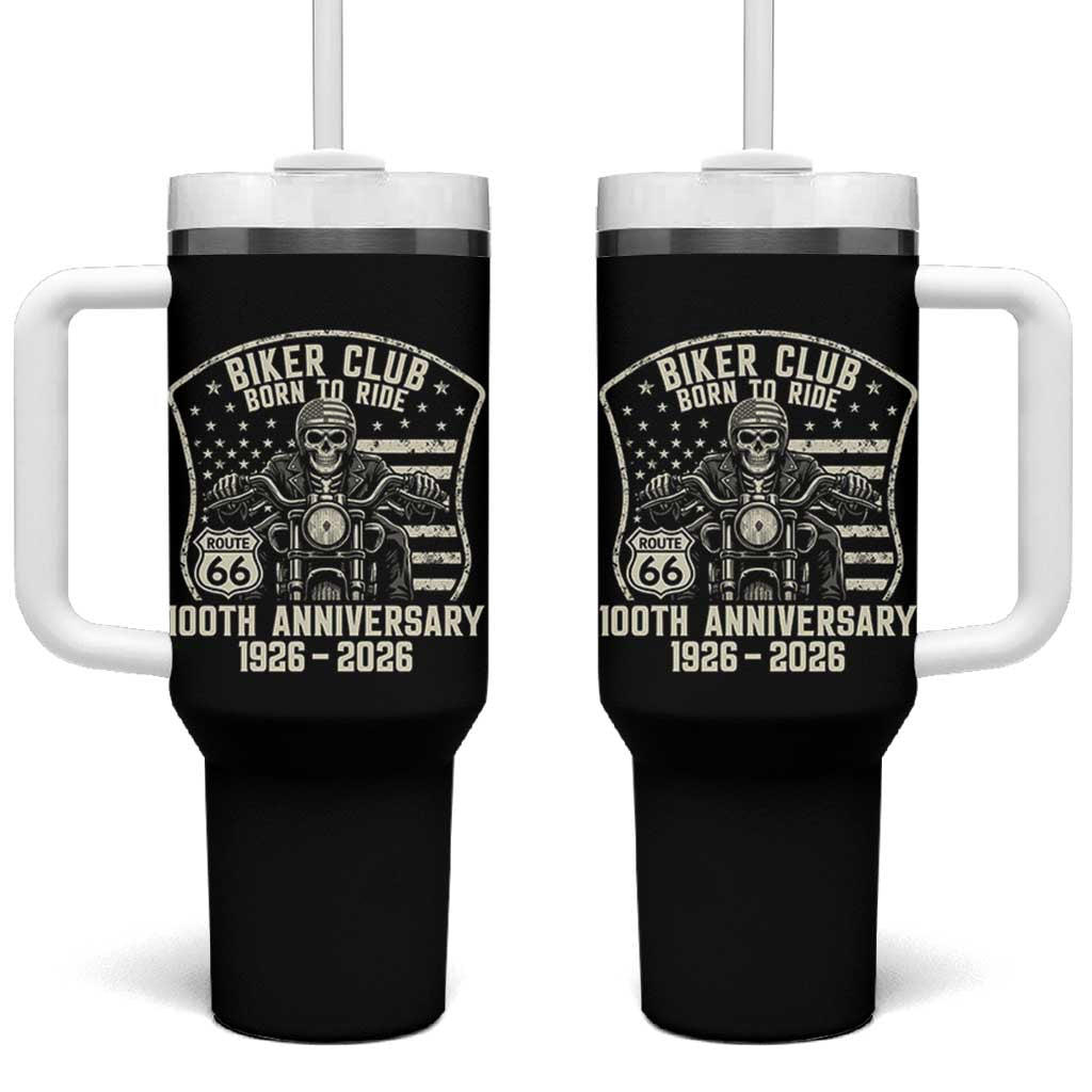 Vintage Biker Club Born To Ride Tumbler With Handle 100th Anniversary Mother Road