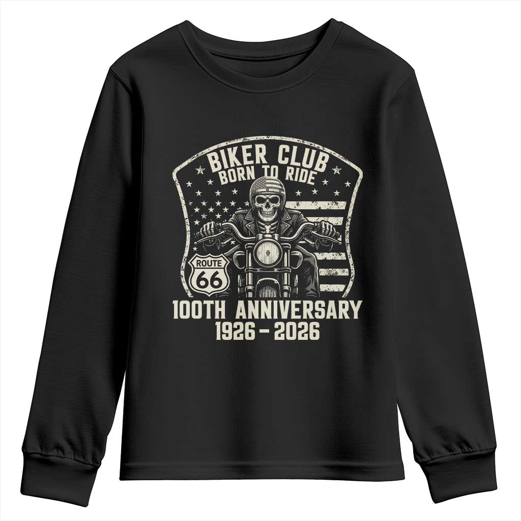 Vintage Biker Club Born To Ride Youth Sweatshirt 100th Anniversary Mother Road