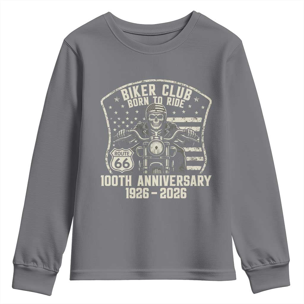 Vintage Biker Club Born To Ride Youth Sweatshirt 100th Anniversary Mother Road