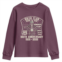 Vintage Biker Club Born To Ride Youth Sweatshirt 100th Anniversary Mother Road
