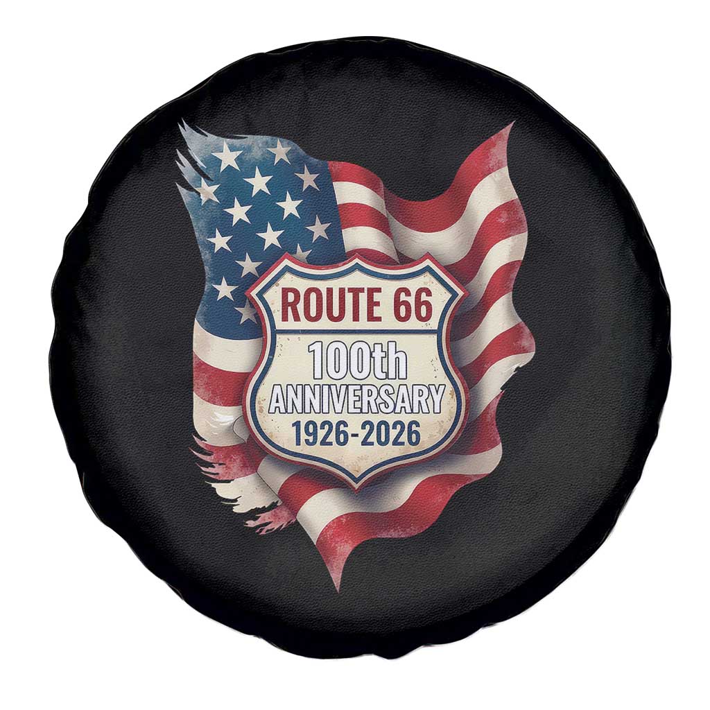 Route Highway 66 Centennial Spare Tire Cover Vintage American Flag Patriotic Gift