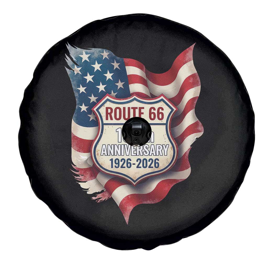 Route Highway 66 Centennial Spare Tire Cover Vintage American Flag Patriotic Gift