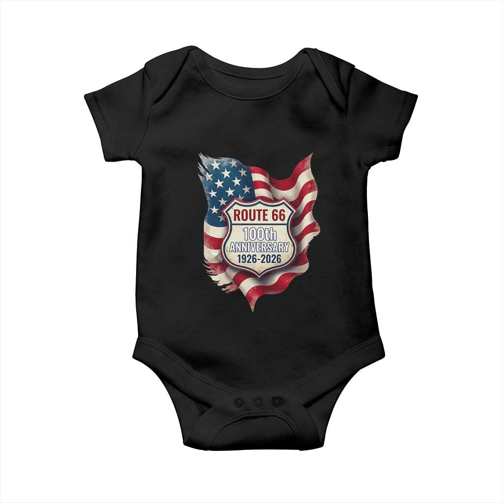 Route Highway 66 Centennial Baby Onesie Vintage American Flag Patriotic Gift