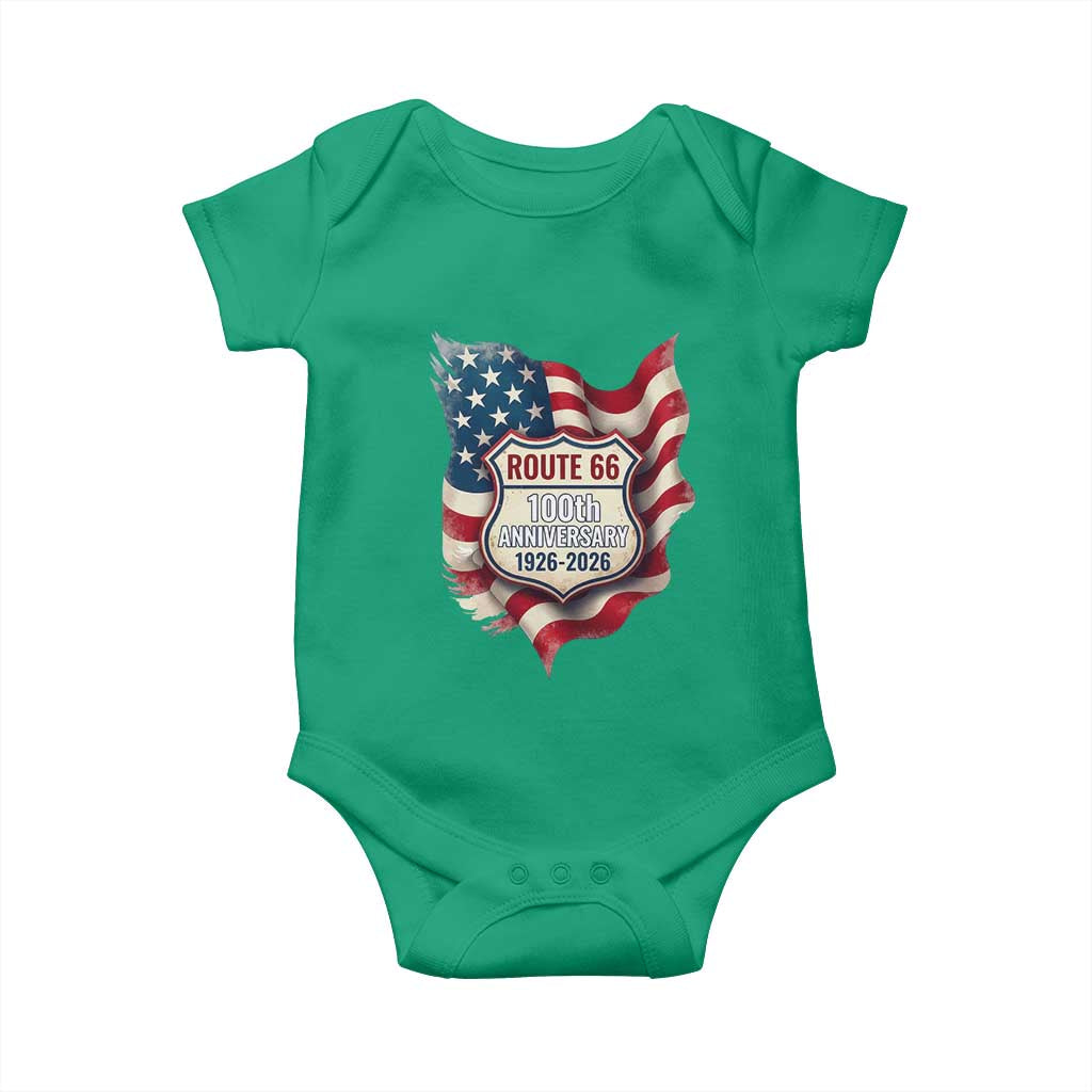 Route Highway 66 Centennial Baby Onesie Vintage American Flag Patriotic Gift