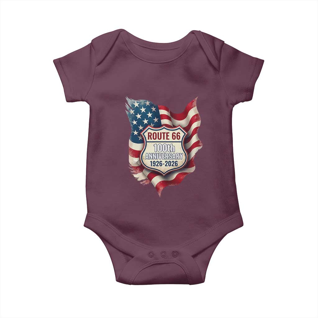 Route Highway 66 Centennial Baby Onesie Vintage American Flag Patriotic Gift