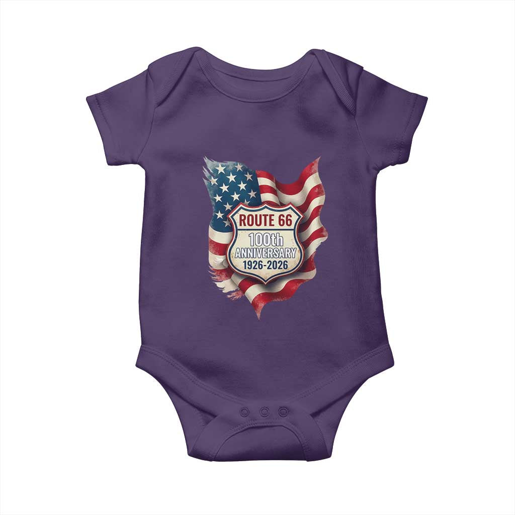 Route Highway 66 Centennial Baby Onesie Vintage American Flag Patriotic Gift