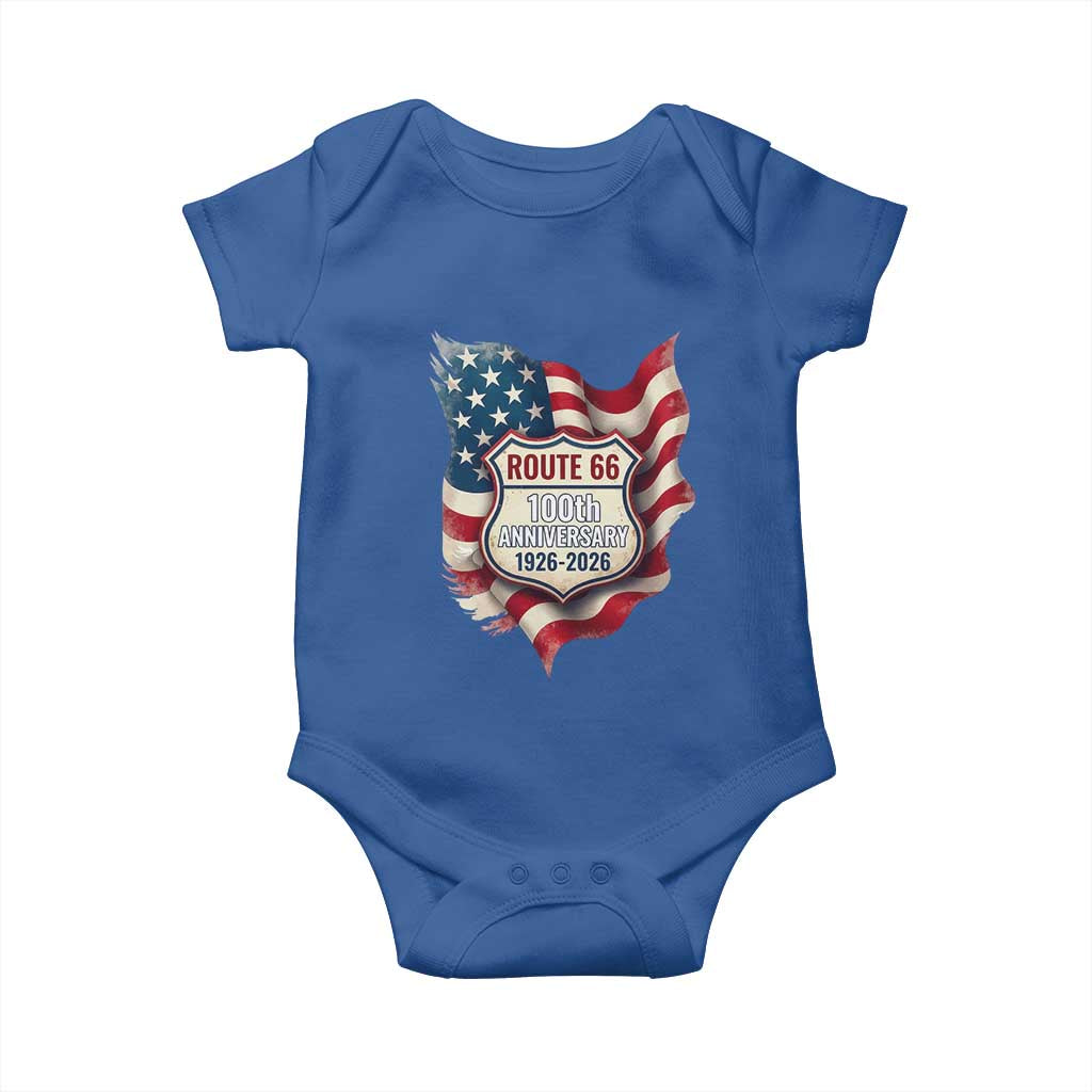 Route Highway 66 Centennial Baby Onesie Vintage American Flag Patriotic Gift