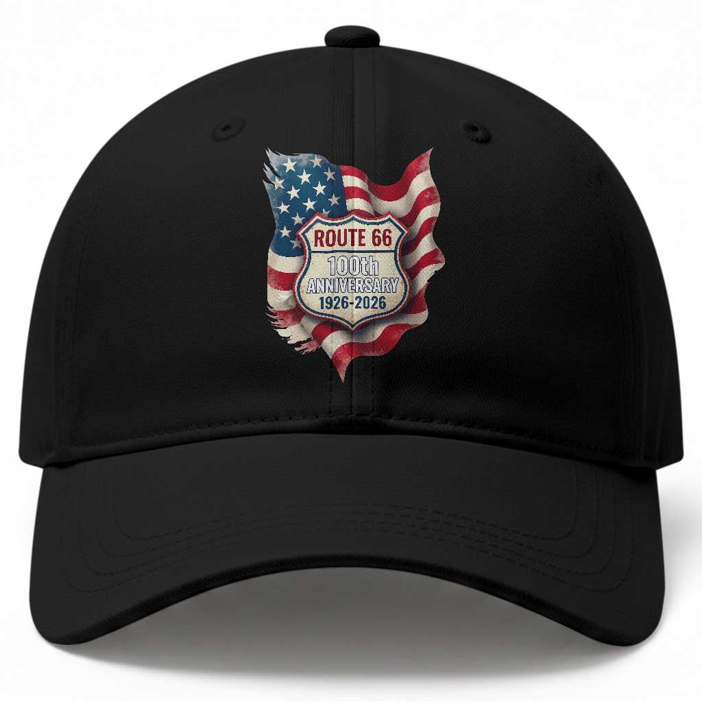 Route Highway 66 Centennial Baseball Cap Vintage American Flag Patriotic Gift