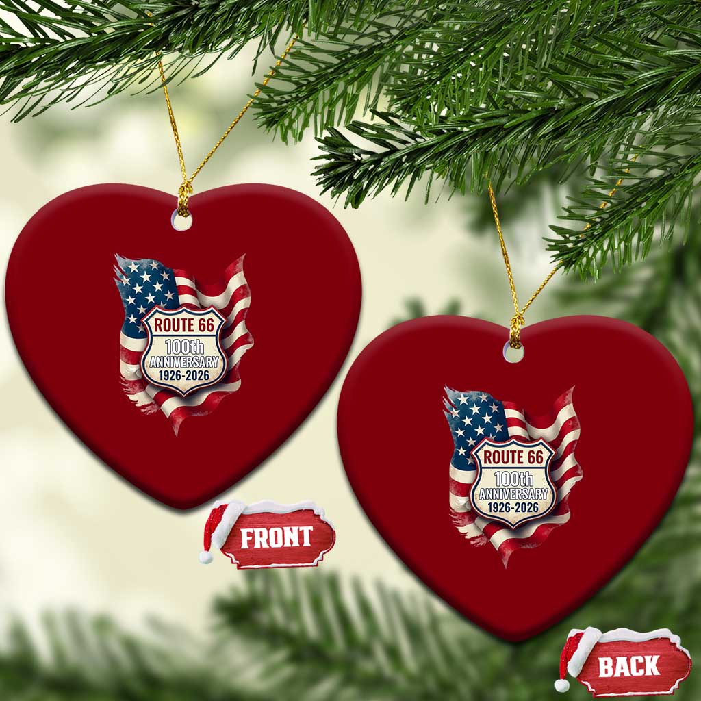 Route Highway 66 Centennial Ceramic Ornament Vintage American Flag Patriotic Gift