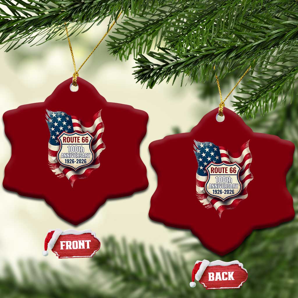 Route Highway 66 Centennial Ceramic Ornament Vintage American Flag Patriotic Gift