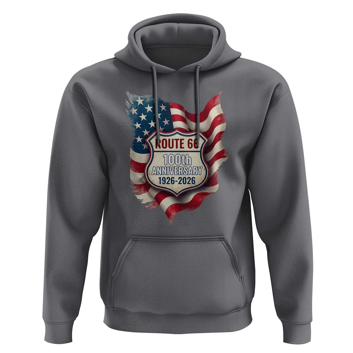 Route Highway 66 Centennial Hoodie Vintage American Flag Patriotic Gift