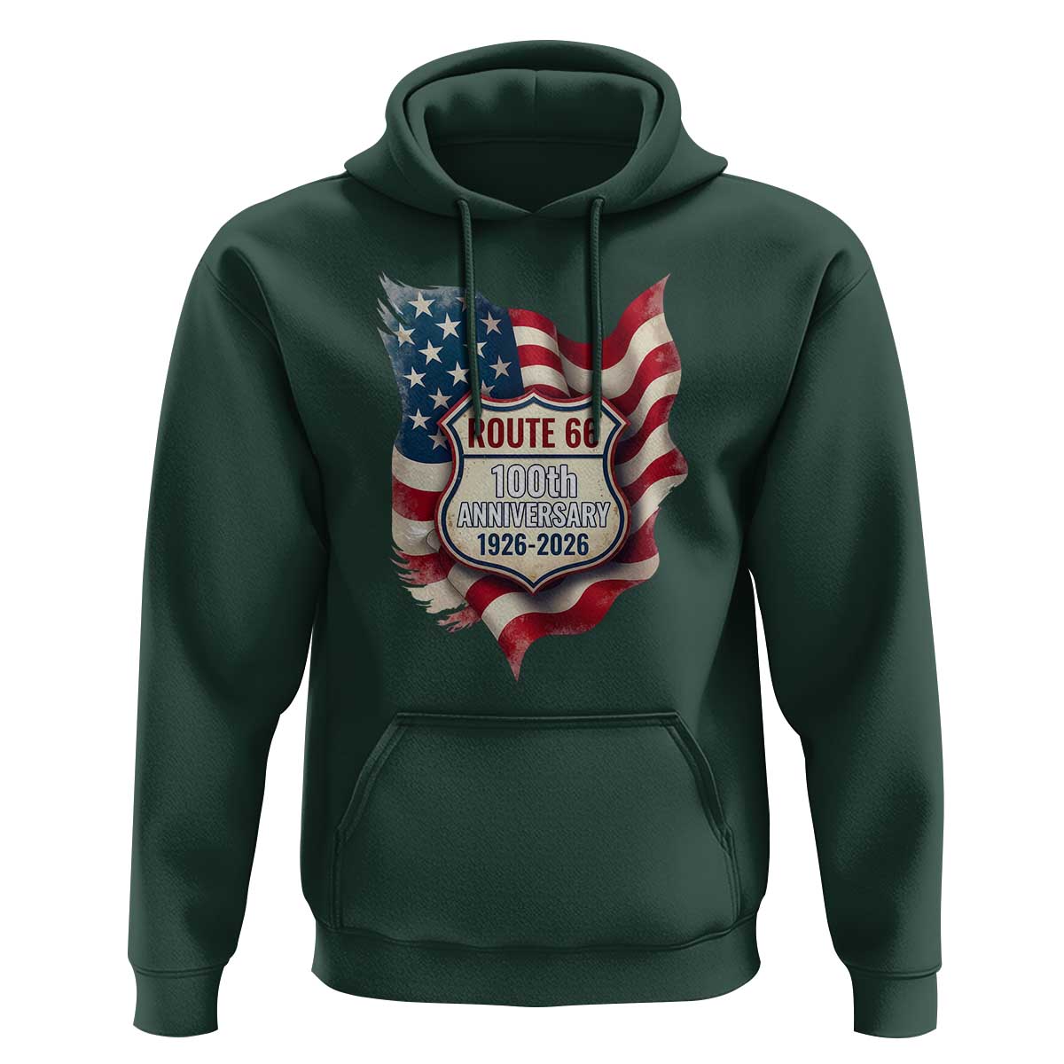 Route Highway 66 Centennial Hoodie Vintage American Flag Patriotic Gift