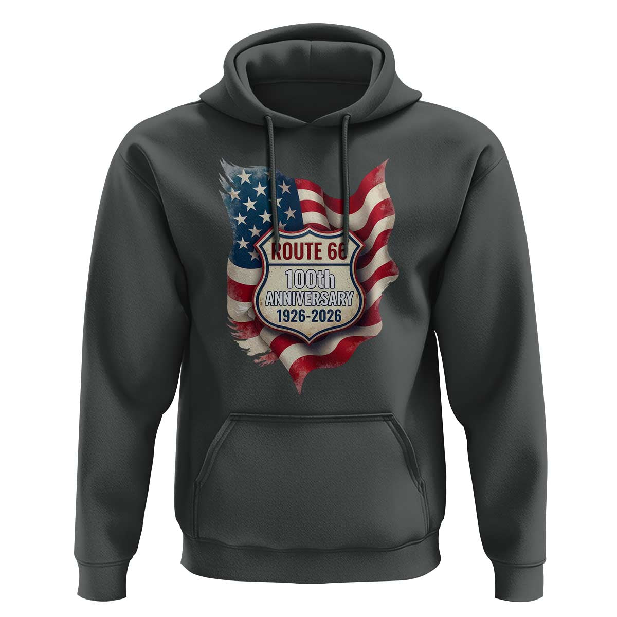 Route Highway 66 Centennial Hoodie Vintage American Flag Patriotic Gift