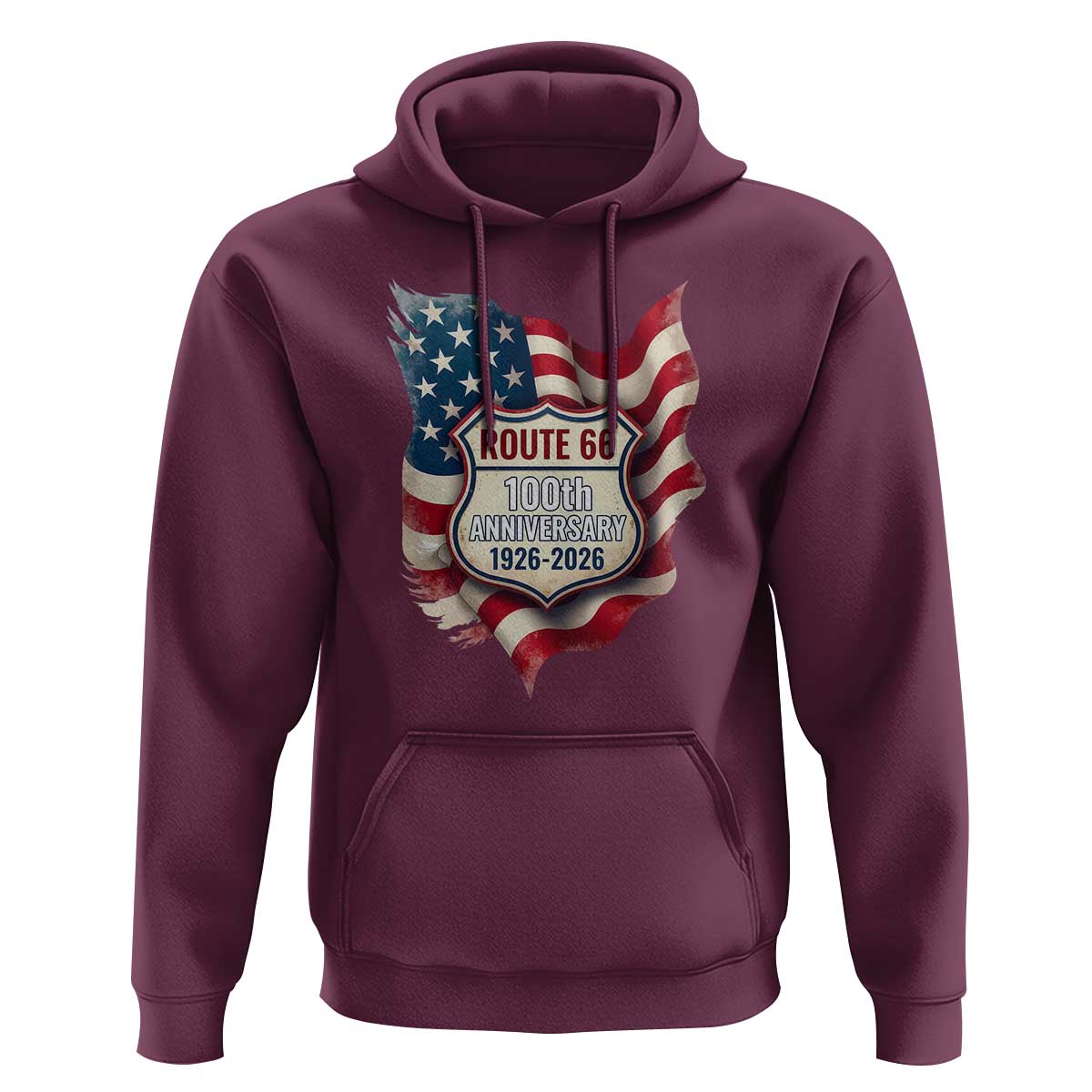Route Highway 66 Centennial Hoodie Vintage American Flag Patriotic Gift