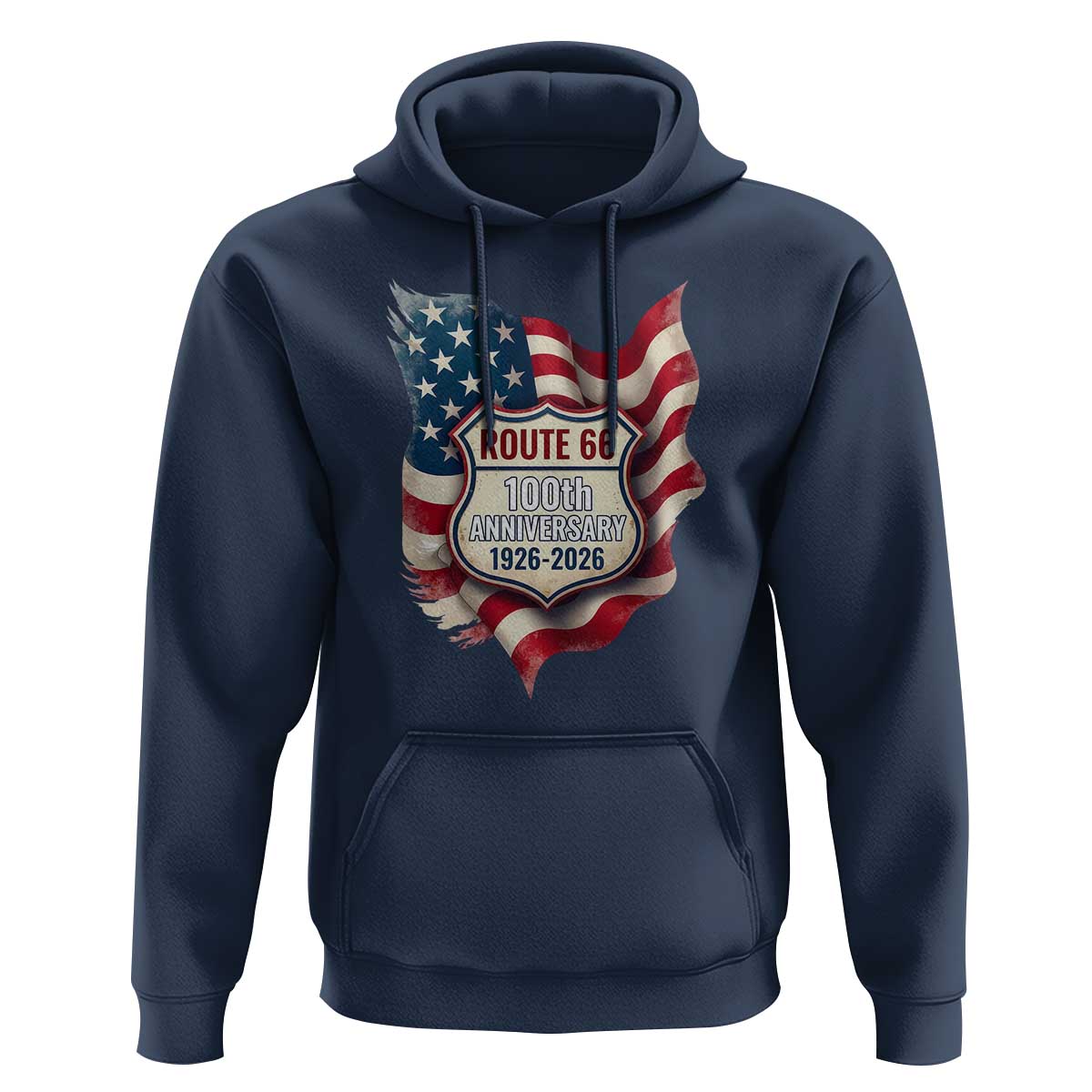 Route Highway 66 Centennial Hoodie Vintage American Flag Patriotic Gift