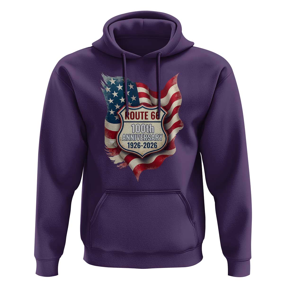 Route Highway 66 Centennial Hoodie Vintage American Flag Patriotic Gift