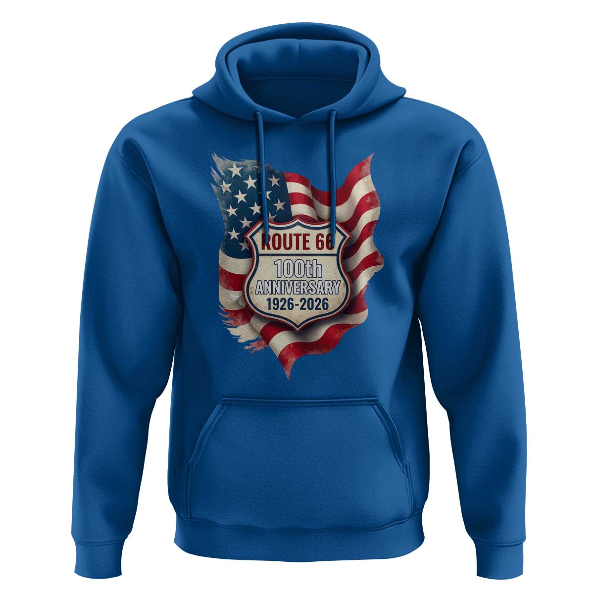 Route Highway 66 Centennial Hoodie Vintage American Flag Patriotic Gift