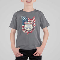 Route Highway 66 Centennial T Shirt For Kid Vintage American Flag Patriotic Gift
