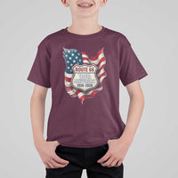 Route Highway 66 Centennial T Shirt For Kid Vintage American Flag Patriotic Gift