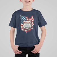 Route Highway 66 Centennial T Shirt For Kid Vintage American Flag Patriotic Gift