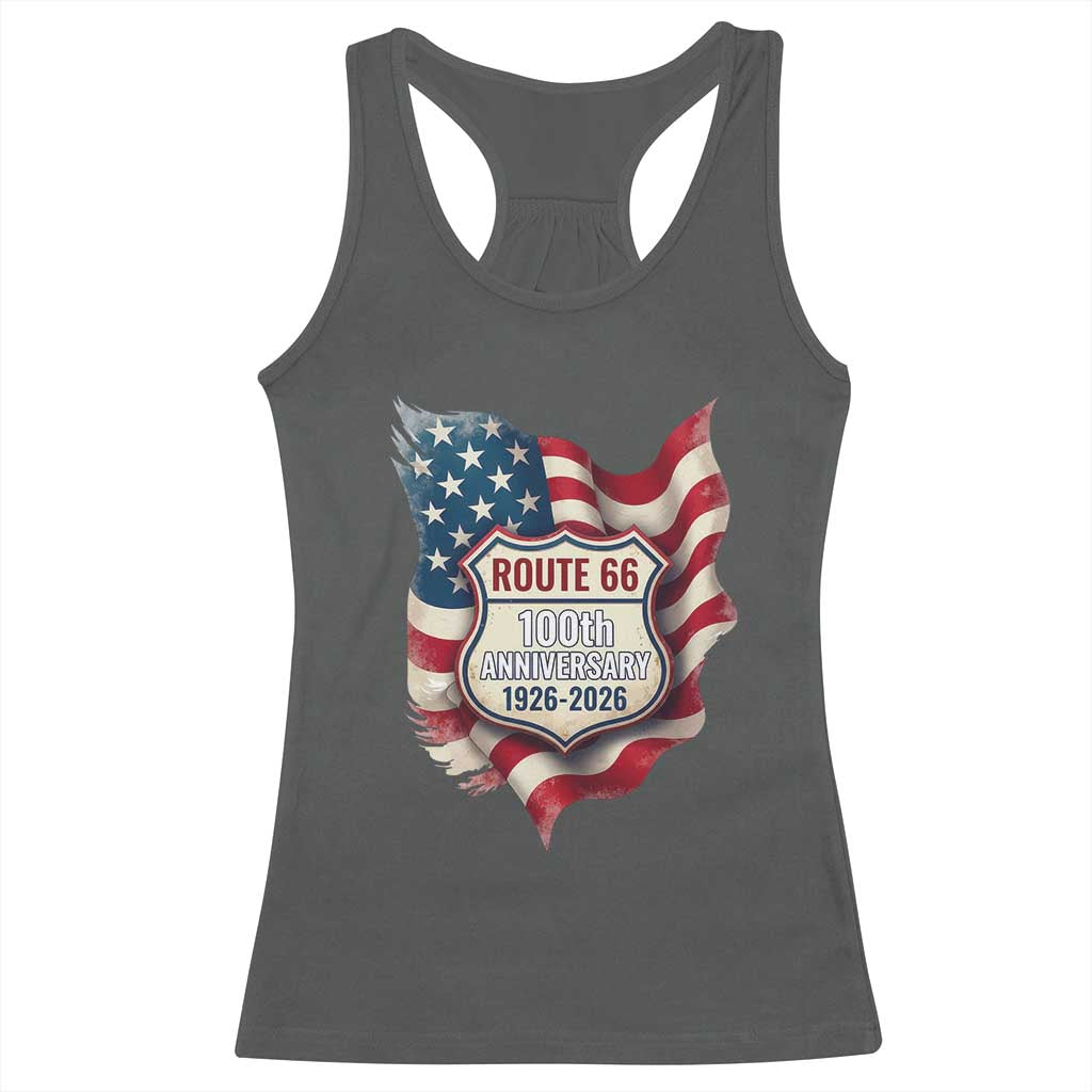 Route Highway 66 Centennial Racerback Tank Top Vintage American Flag Patriotic Gift