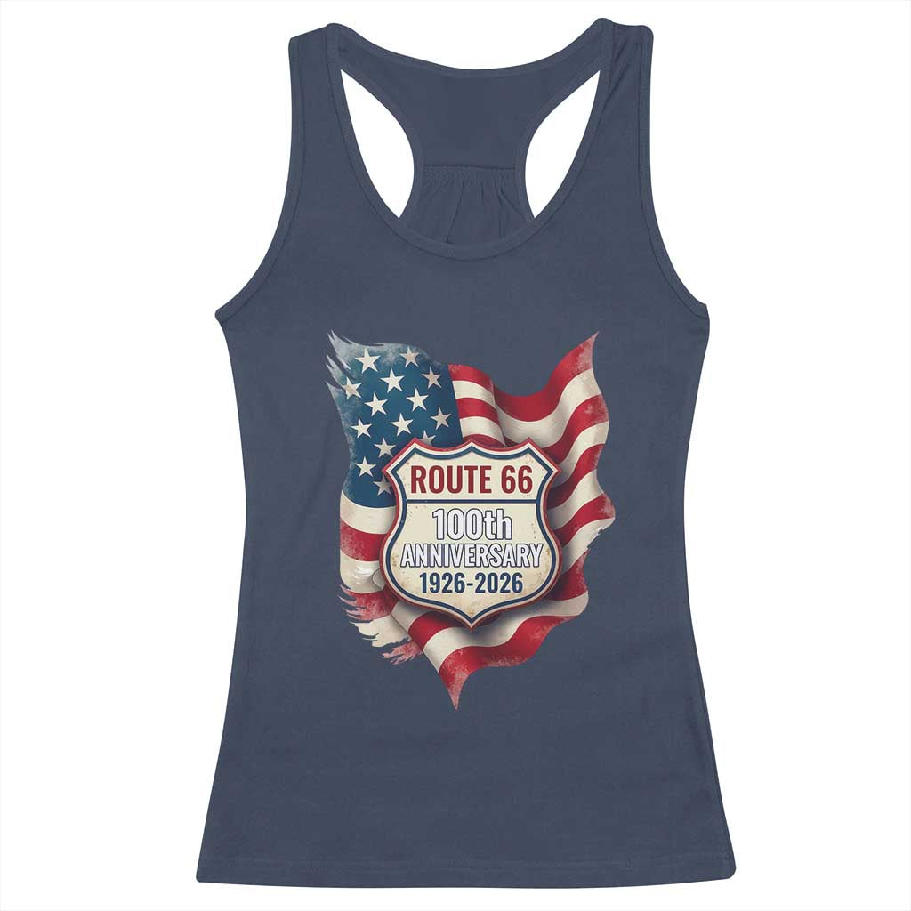 Route Highway 66 Centennial Racerback Tank Top Vintage American Flag Patriotic Gift