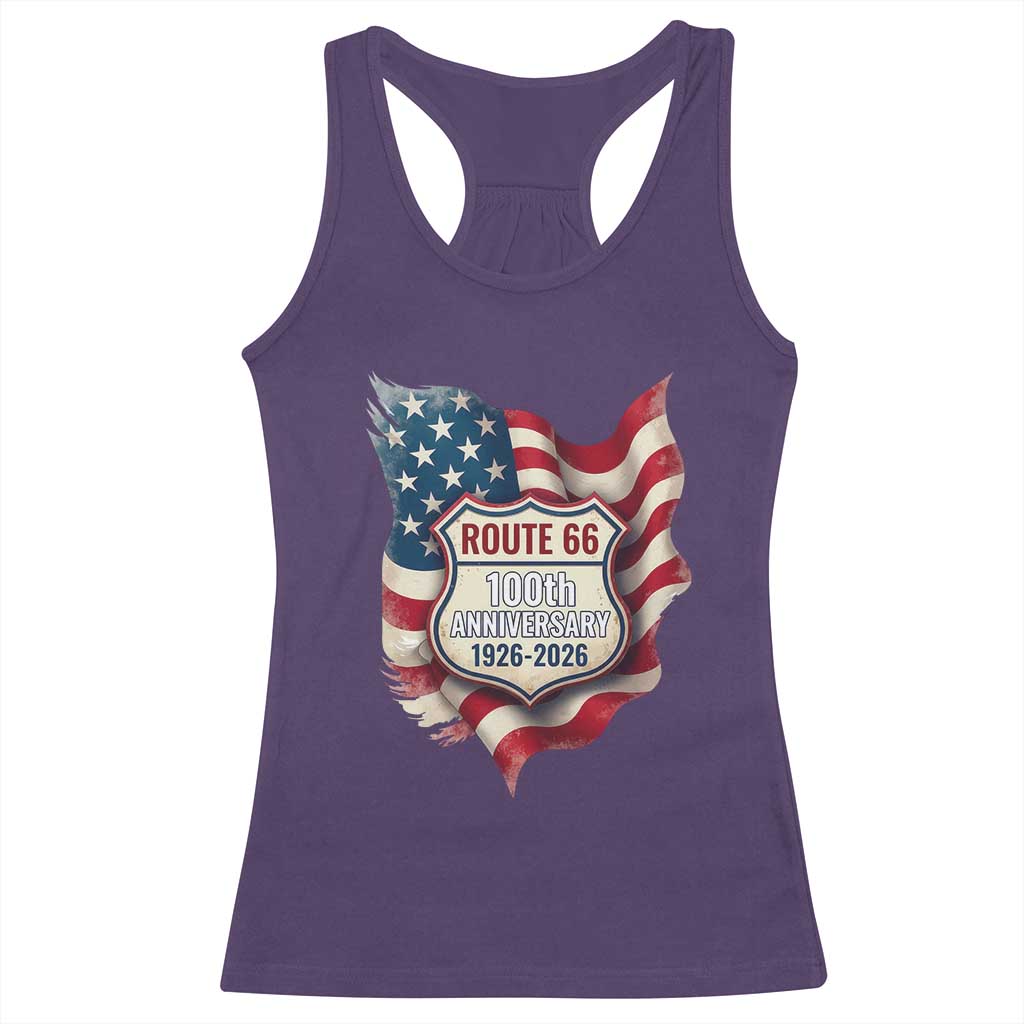 Route Highway 66 Centennial Racerback Tank Top Vintage American Flag Patriotic Gift