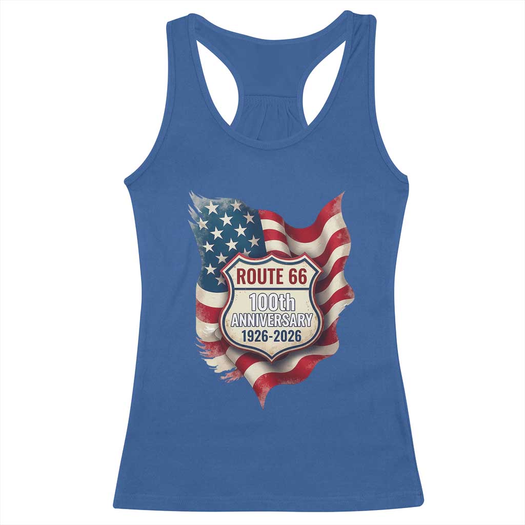 Route Highway 66 Centennial Racerback Tank Top Vintage American Flag Patriotic Gift