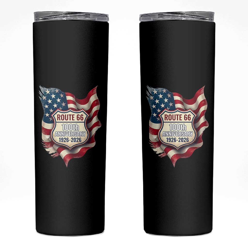 Route Highway 66 Centennial Skinny Tumbler Vintage American Flag Patriotic Gift