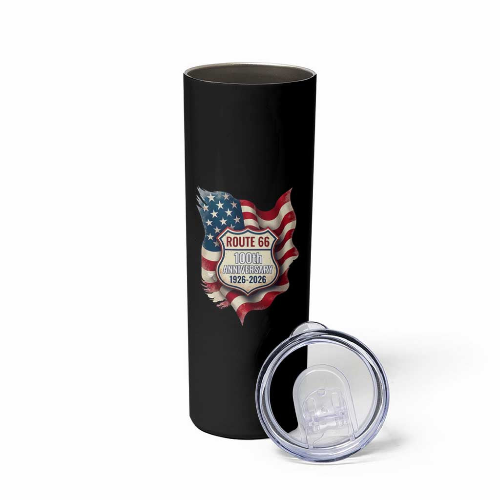 Route Highway 66 Centennial Skinny Tumbler Vintage American Flag Patriotic Gift