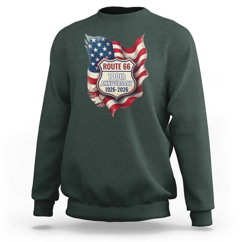 Route Highway 66 Centennial Sweatshirt Vintage American Flag Patriotic Gift