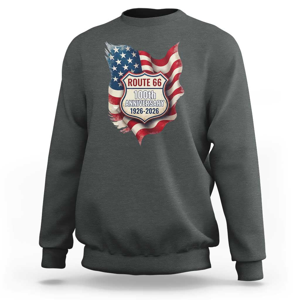 Route Highway 66 Centennial Sweatshirt Vintage American Flag Patriotic Gift