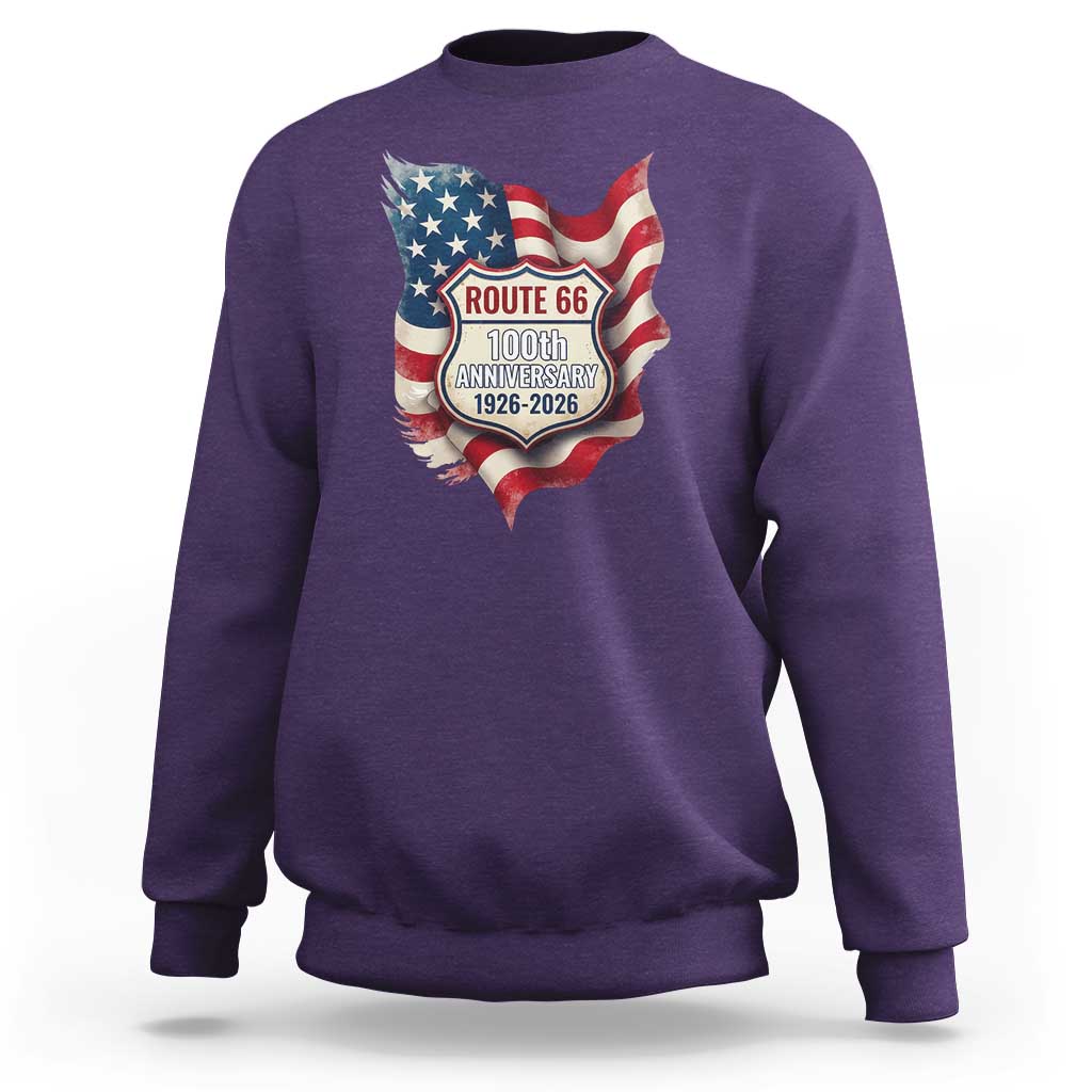 Route Highway 66 Centennial Sweatshirt Vintage American Flag Patriotic Gift