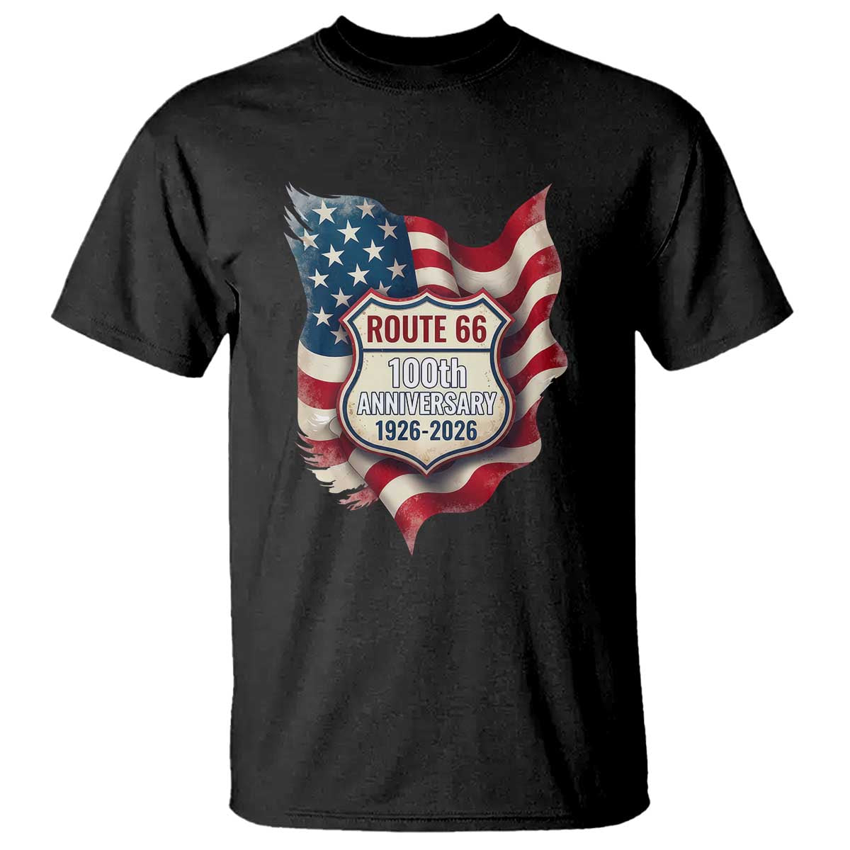 Route Highway 66 Centennial T Shirt Vintage American Flag Patriotic Gift
