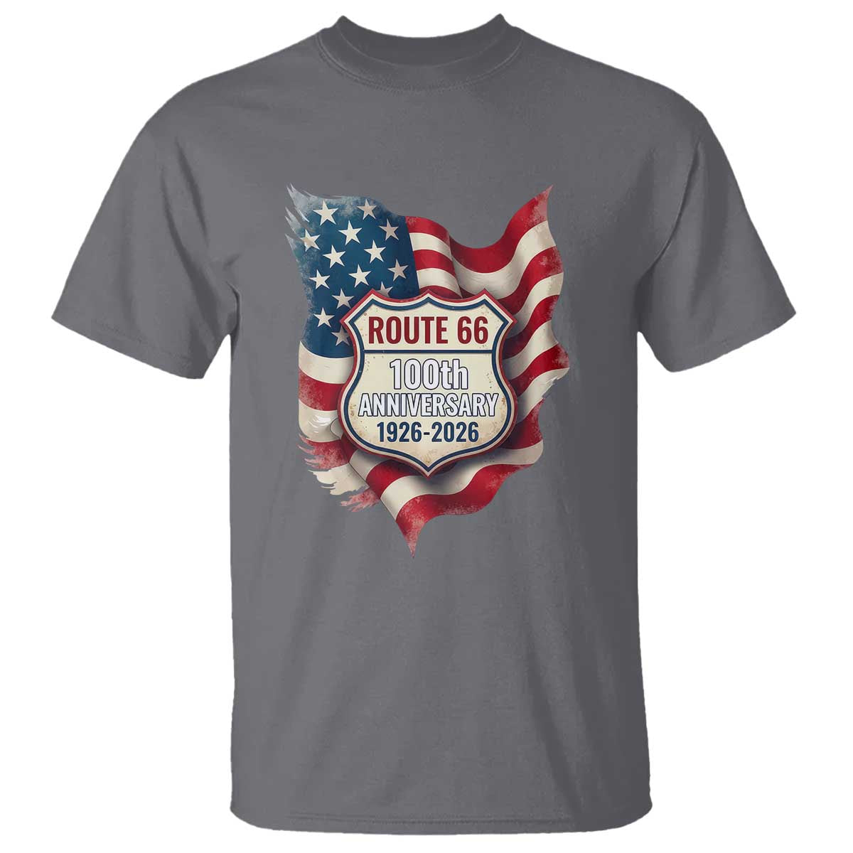 Route Highway 66 Centennial T Shirt Vintage American Flag Patriotic Gift