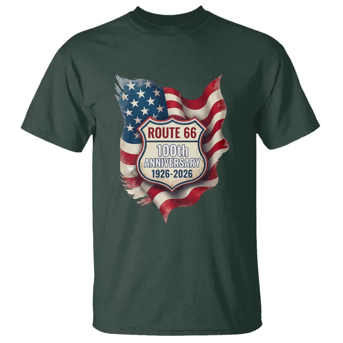 Route Highway 66 Centennial T Shirt Vintage American Flag Patriotic Gift