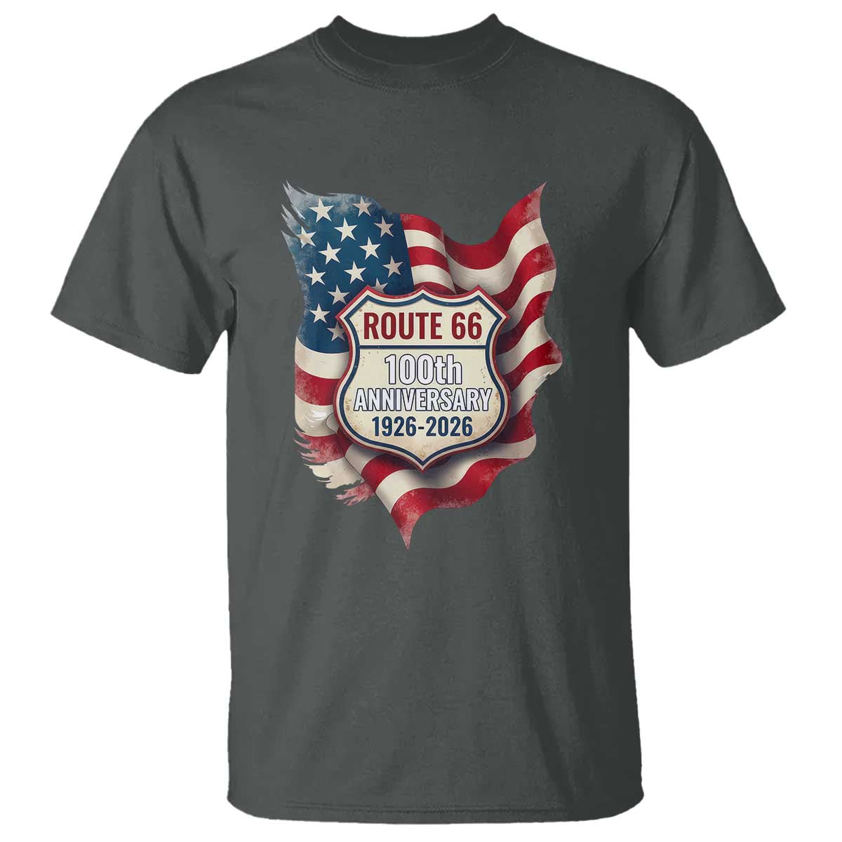 Route Highway 66 Centennial T Shirt Vintage American Flag Patriotic Gift