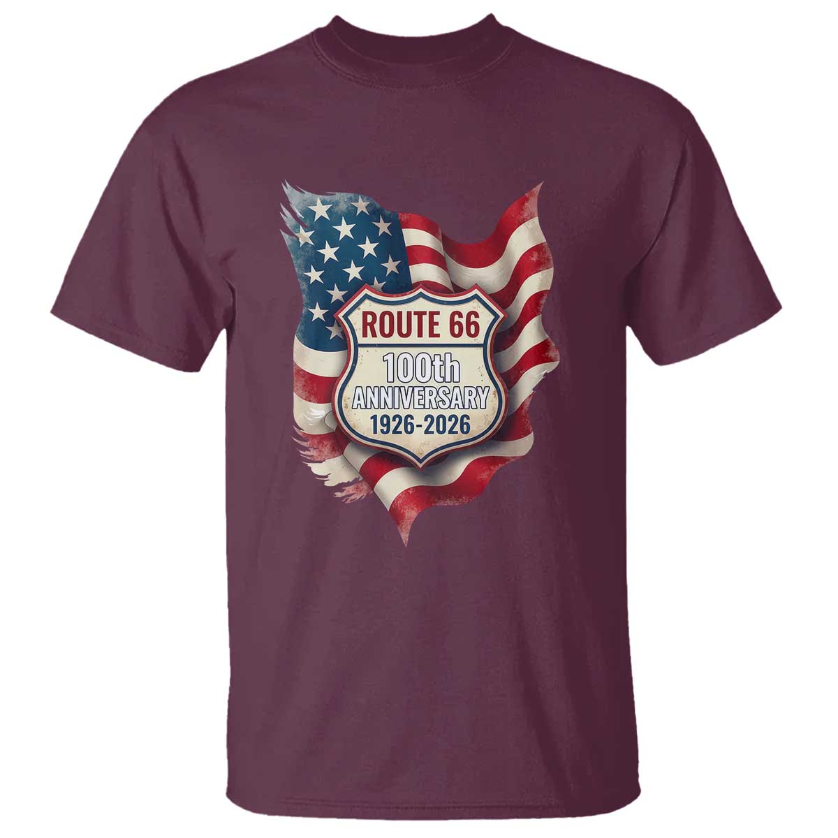 Route Highway 66 Centennial T Shirt Vintage American Flag Patriotic Gift