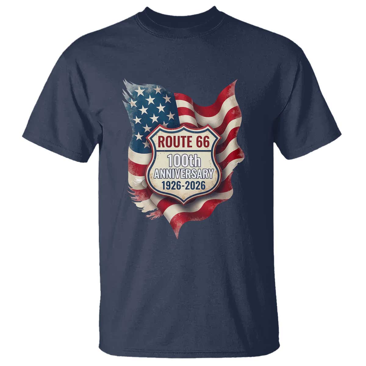 Route Highway 66 Centennial T Shirt Vintage American Flag Patriotic Gift