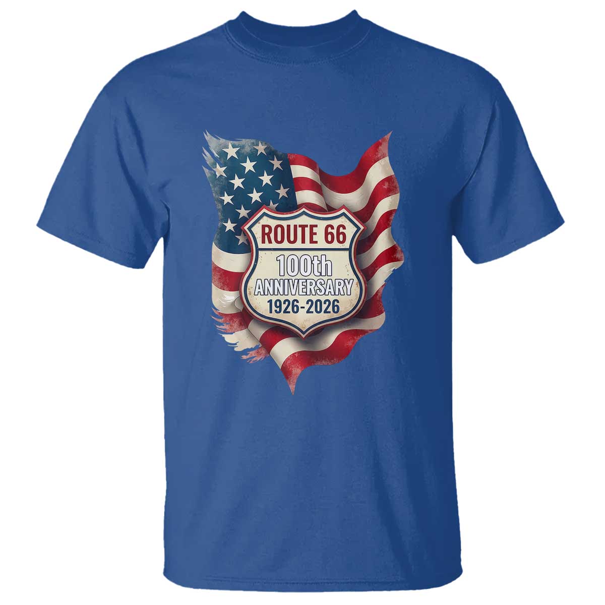 Route Highway 66 Centennial T Shirt Vintage American Flag Patriotic Gift