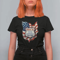 Route Highway 66 Centennial T Shirt For Women Vintage American Flag Patriotic Gift