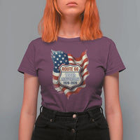 Route Highway 66 Centennial T Shirt For Women Vintage American Flag Patriotic Gift