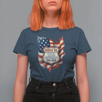 Route Highway 66 Centennial T Shirt For Women Vintage American Flag Patriotic Gift