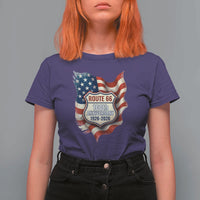 Route Highway 66 Centennial T Shirt For Women Vintage American Flag Patriotic Gift