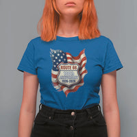 Route Highway 66 Centennial T Shirt For Women Vintage American Flag Patriotic Gift